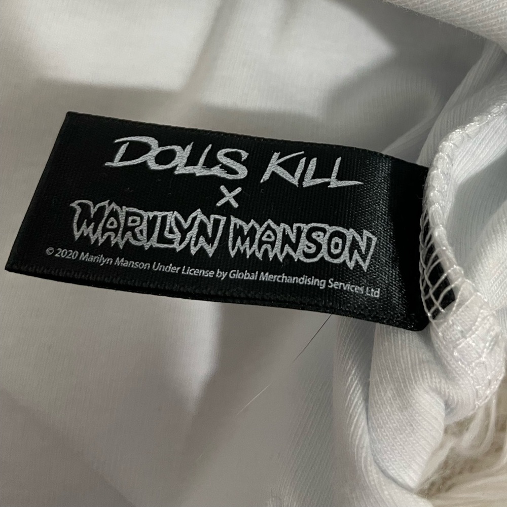 DOLLS KILL x MARILYN MANSON Collab Crop Ringer Babydoll Ted T-Shirt White M - Picture 8 of 8